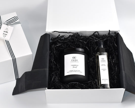 Noir Edition -  Caribbean Sunset 400g Candle and Room Spray Gift Set