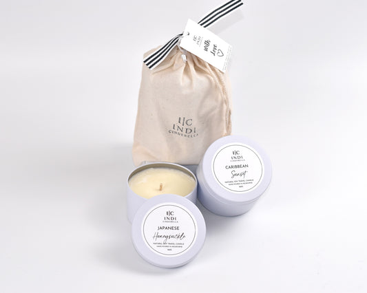Noir Edition - Japanese Honeysuckle & Caribbean Sunset Travel Candle Pouch Gift Set