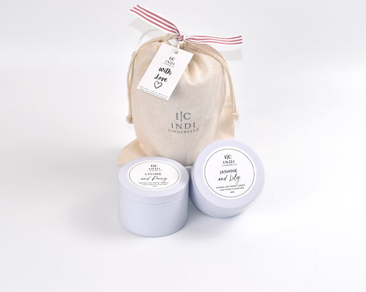 Pink Bouquet - Lychee & Peony and Jasmine & Lily Travel Candle Pouch Gift Set